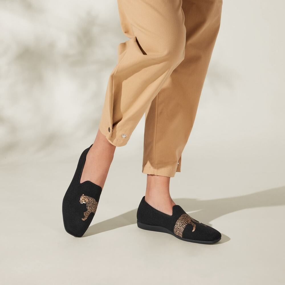 Vivaia Samantha Walker Wtr Repellent Minimalist Comfort Black Leopard Loafers 10
